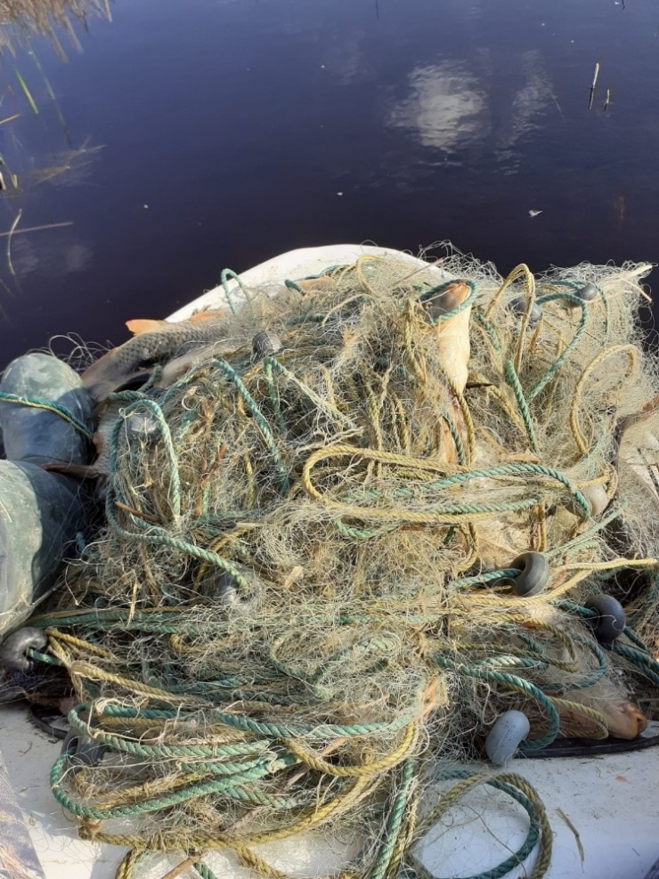 Göle Kaçak Bırakılan 2 Bin 550 Metre Ağ Ele Geçirildi