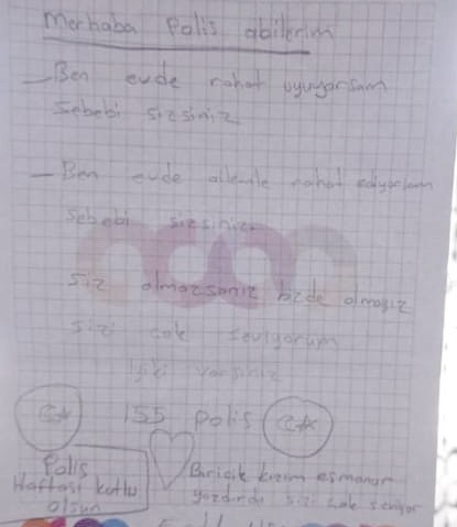 Minik Esmanur’dan Polislere Anlamlı Mektup