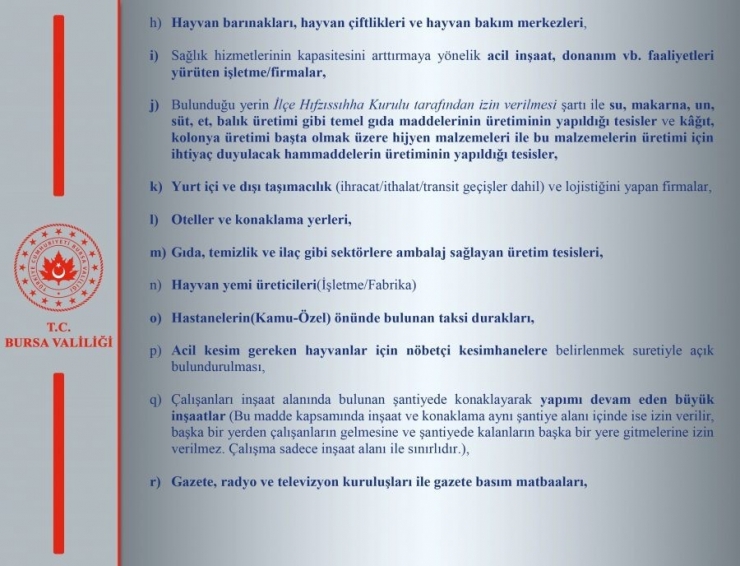 Bursa’da Sokağa Çıkma Yasağına İlişkin Kararlar Açıklandı
