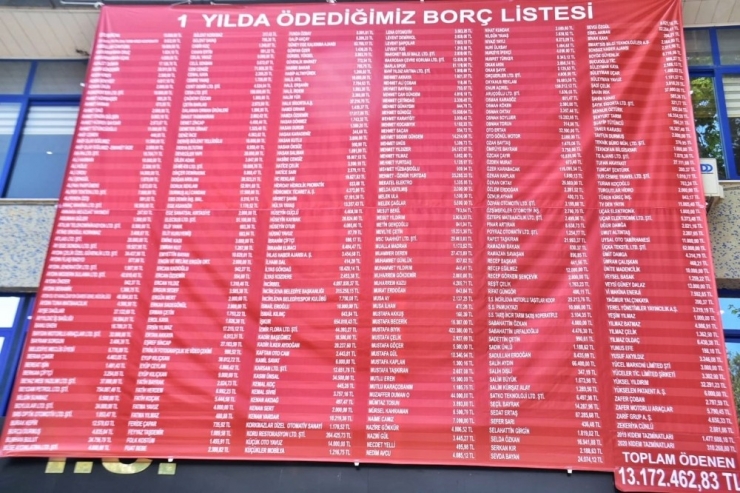 Ödediği Borçların Pankartını Belediyeye Astırdı