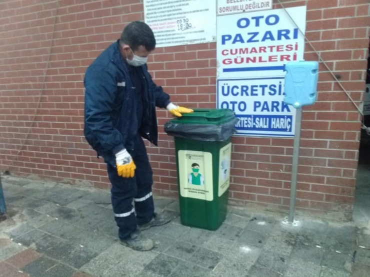 Karacabey Belediyesi’nden Kullanılmış Maske Ve Eldivenler İçin Tedbir
