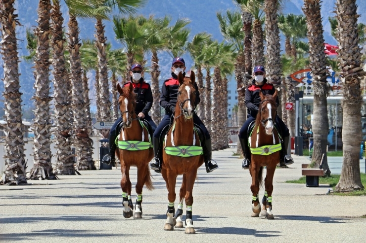 Araç Ve Yaya Trafiğine Kapatılan Dünyaca Ünlü Sahil Atlı Birliklerin Kontrolünde