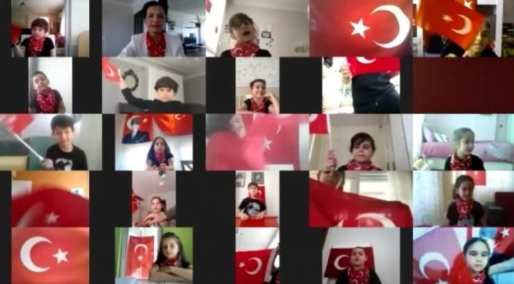 İlkokul Öğrencilerinden Video Konferanslı 23 Nisan Kutlaması