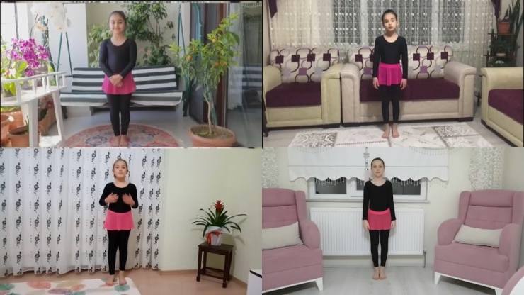 Jimnastik Öğrencileri 23 Nisan İçin Hazırladıkları Koreografiyi Online Sundu