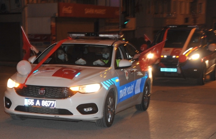 Bafra’da Güvenlik Güçlerinden 23 Nisan Konvoyu