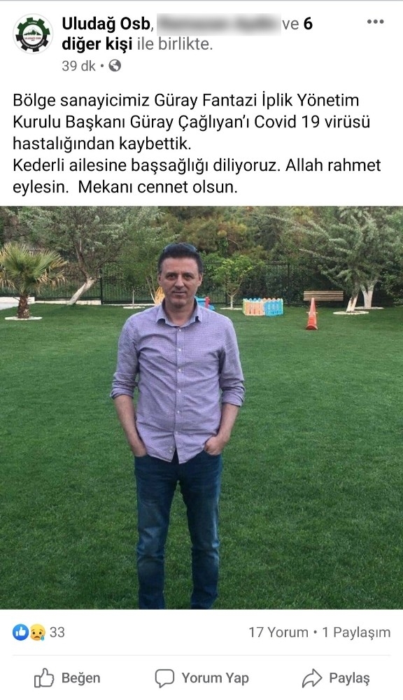 Bursalı Tekstilci Korona Virüsüne Yenik Düştü