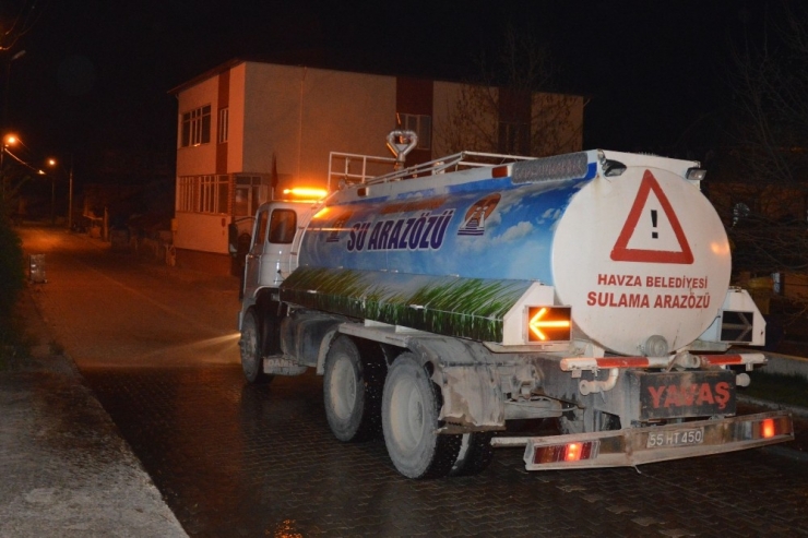 Havza’da Mahallerde Dezenfeksiyon Çalışması