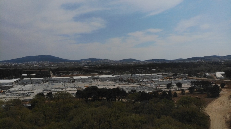 Sancaktepe’deki Salgın Hastanesinin Yapım Çalışmaları Havadan Görüntülendi