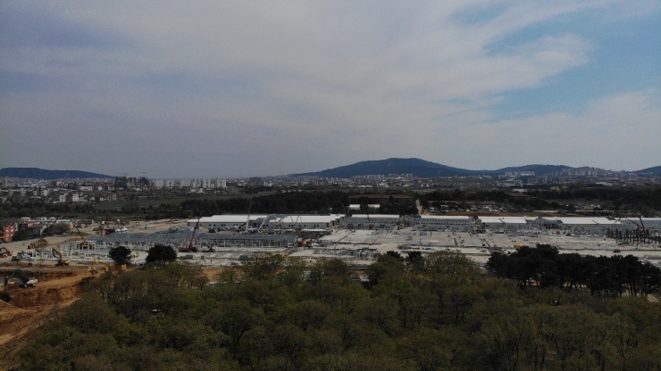Sancaktepe’deki Salgın Hastanesinin Yapım Çalışmaları Havadan Görüntülendi
