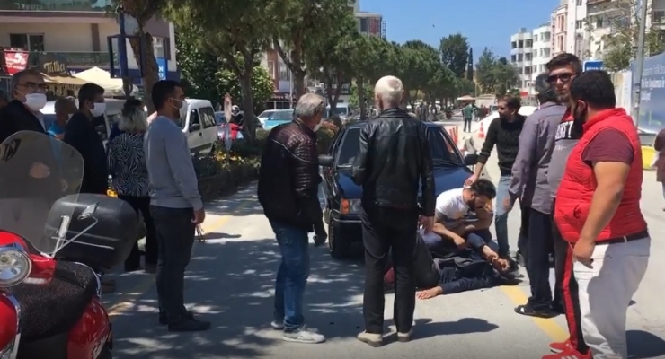 Trafik Kazasında Bir Kişi Yaralandı, Meraklı Vatandaşlar Sosyal Mesafeyi Umursamadı