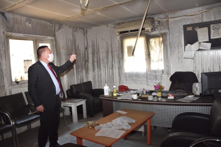 Başkan Beyoğlu Yangında Hasar Gören Muhtarlık Bürosunu Ziyaret Etti