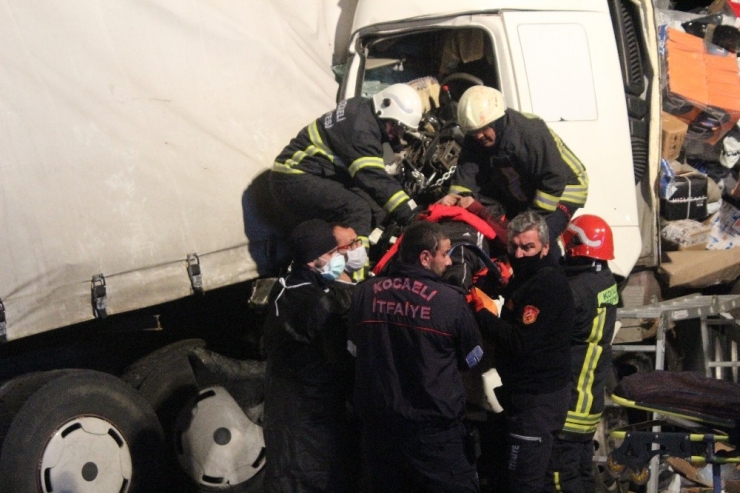 Tem’de Kargo Yüklü İki Kamyon Çarpıştı: 1 Yaralı