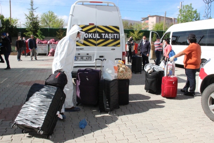 Karaman’da Karantina Süreci Tamamlanan 154 Kişi Memleketlerine Gönderildi