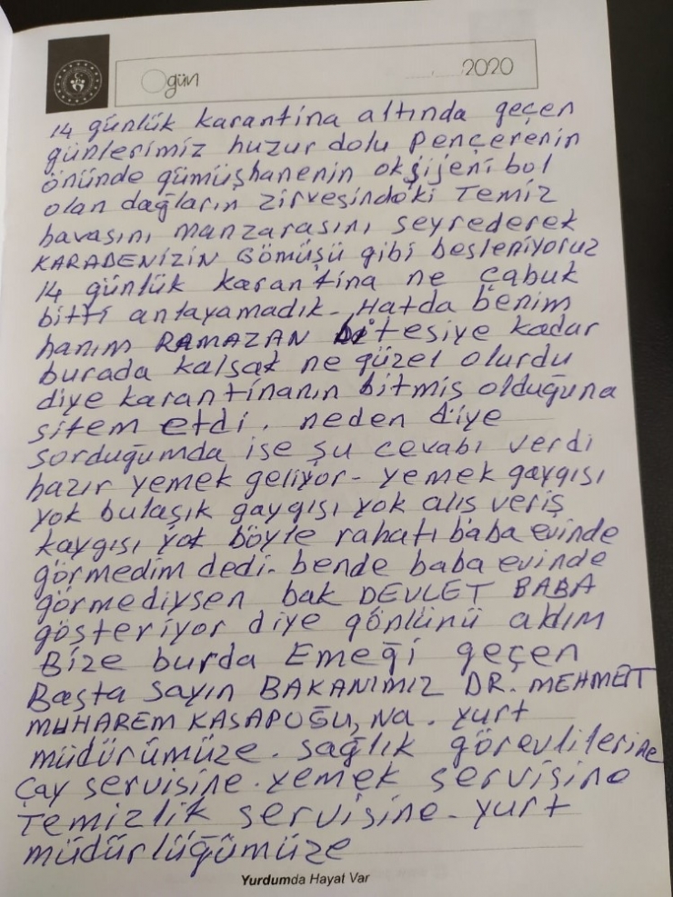 Karantinadaki Vatandaşlardan Duygu Dolu Mesajlar