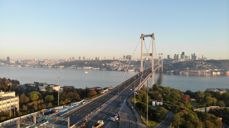 Kısıtlama Sonrası 15 Temmuz Şehitler Köprüsü Havadan Görüntülendi