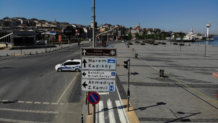 (Drone) Sokağa Çıkma Kısıtlaması Sonrası Boş Kalan Üsküdar Meydanı Havadan Görüntülendi