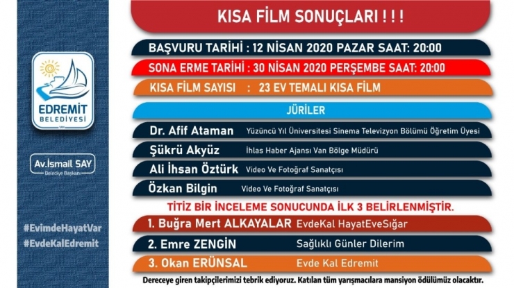 Edremit’te ‘Evimde Hayat Var 1. Kısa Film Yarışması’ Sonuçlandı
