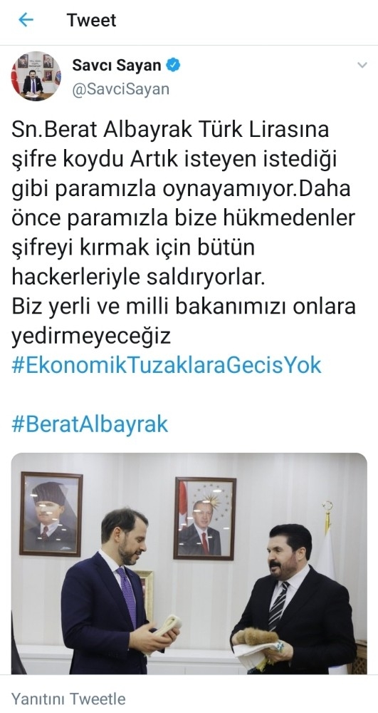 Ağrı Belediye Başkanı Sayan’dan Bakan Albayrak’a Destek Mesajı