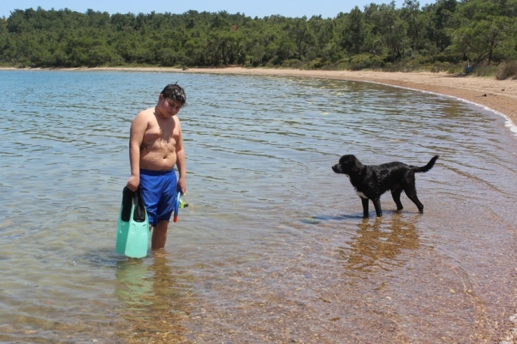 Ayvalık’ta Çocuklar Denizin Keyfini Çıkardı